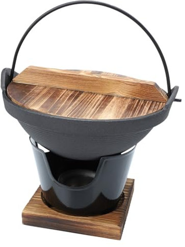 PRETYZOOM 1ensemble Set De Cuisine Fonte Japonaise Pot à Sukiyaki Avec Réchaud Ustensiles De Camping Pour Fondue Chinoise Et Repas Plein Air