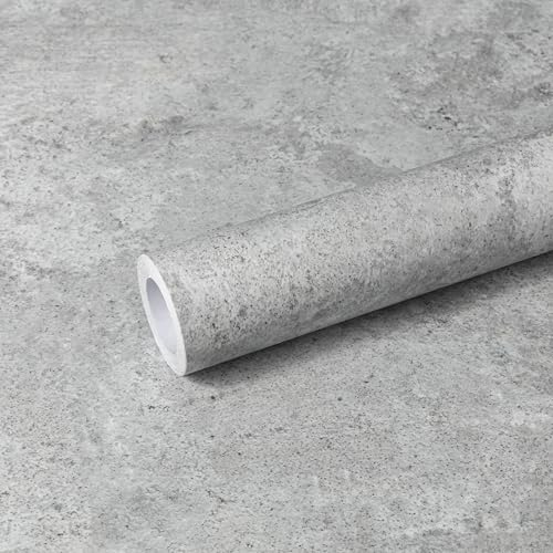 Abyssaly Klebefolie Möbel Hell Grau, Möbelfolie Selbstklebende Folie, Betonoptik Fensterbank Dekorfolie für Möbel Wand Schränke Küche Tische Tapete 40cm X 300cm