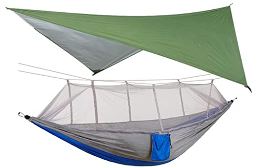 MaGiLL Tragbare Outdoor-Camping-Moskitonetz-Hängematte, Zelt mit Hängematten-Überdachung, hochfestes Fallschirm-Hängebett, Schlafschaukel (Farbe: Grau) (Grau)