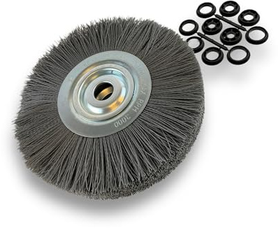 Brosse circulaire NYLON Abrasif | Ø 300 mm | Epaisseur 3 rangs | Carbure de silicium Grain 240 | Alésage 32 mm + réducteur bague 25/22/20/16/12 mm | Touret meuleuse ponceuse | Kibros 231303KR_240