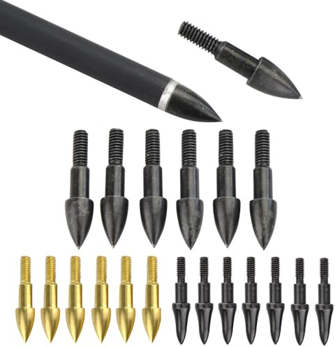 Poearcus Bogenschießen Broadheads 75/100 Grain Field Points Jagdpfeilspitzen mit Gewinde Recurvebogen Compoundbogen Zielschießen Praxis Pfeilspitzen