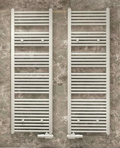 MCHeat Premium Badheizkörper - Handtuchwärmer mit flexiblem Anschluss Links/Rechts - weiss/anthrazit - Moderne Badheizung mit Mittelanschluss (Weiß (RAL 9016), 40 * 180 cm)