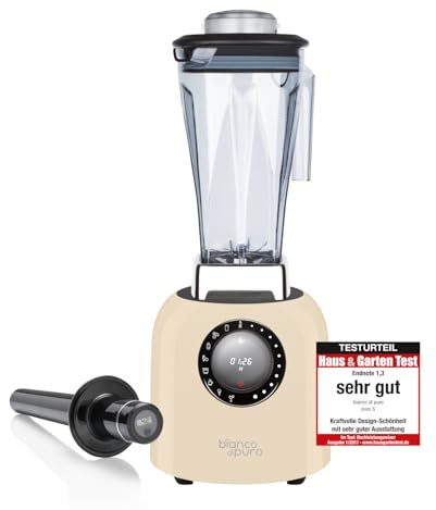 bianco di puro® Hochleistungsmixer Puro S Smoothie Maker 8 Mixprogramme 2 Liter Mixbehälter BPA-frei - Creme