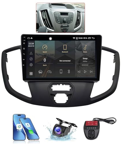 Radio estéreo para automóvil con pantalla táctil de 9 pulgadas HYMLMY para For-d Transit Van L3H2 2014-2018 Unidad principal Bluetooth GPS Sat Nav Radio FM RDS DAB 4G WiFi DSP Controles en el volante