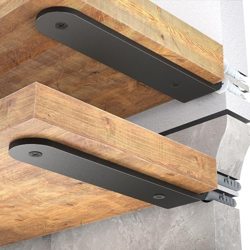 WELDUN 4 Pack Floating Shelf Brackets 15 cm, Heavy Duty Metal L Brackets for Shelves Support Wall Hanging, Black