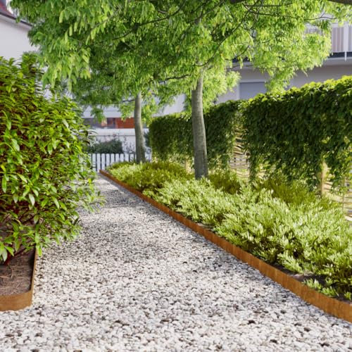 Furniture Select Lot de 50 bordures de pelouse en acier Corten flexible 10 x 103 cm