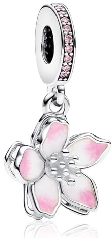 Amuefer S925 Charm Kirschblüte Familie & Meer Anhänger aus Sterlingsilber | Geschenk für Frauen, Mädchen, Freunde, Ehefrau, Mutter, Tochter – Geburtstag, Jahrestag, Valentinstag, Weihnachten
