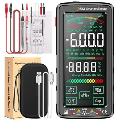 Multimètre intelligent tactile haut de gamme 683, 6000 points, Test multimètre Rechargeable, testeur de tension AC/DC, outil de courant(683 Black Pro)