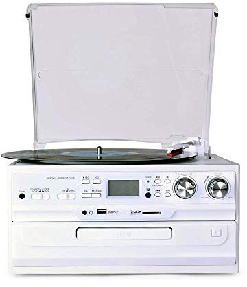 erkebspm Record -Player Retro, Record Machine Moderne europäische CDFM -Radio -U -Disk -SD -Karte LP Phonograph Record Player Retro Sound VI (Plattenspieler)