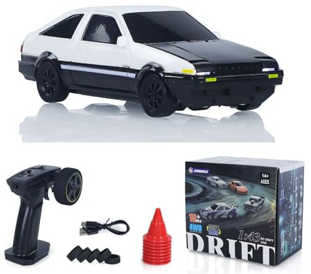 wheelfun 1:43 High Speed 2.4G Radio Controlled Racing Car AE86 RC Drift Vehicle 4WD RTR Mini Model Car Toy Radio Battery