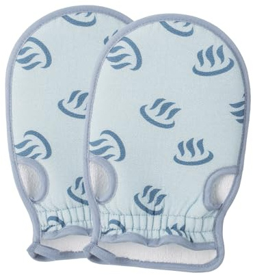 SHIMOYAMA Peeling-Handschuhe, 2 Stück, Bade-Scheuerhandschuh, tiefes Körperpeeling, Duschhandschuh, abgestorbene Haut Entferner für Damen und Herren, Aquablau