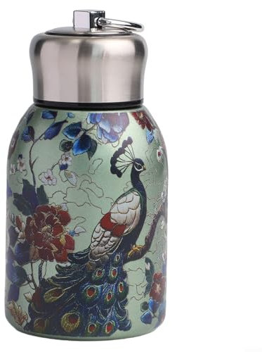 Borraccia termica in acciaio inox, 300 ml, a doppia parete, con anello per appenderlo, design retrò, per bevande calde o fredde, tazza termica portatile per campeggio, escursionismo, ufficio, viaggi