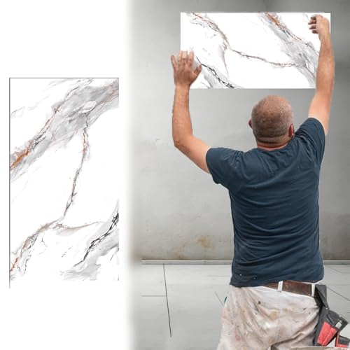 Dalle de Plafond Dalles de Plafond Décoratives Effet Marbre, Panneaux Muraux de 30x60cm, Papier Peint pour Décoration Murale Intérieure, Revêtements Autocollants pour Crédence de Plafond Suspendu(H,16