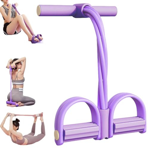 Cuerda de tensión de 4 tubos con pedal de pie, banda de resistencia elástica para entrenamiento de cuerpo completo, equipo de entrenamiento de fitness