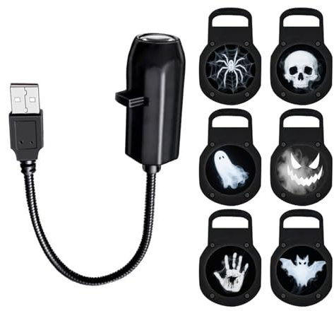 MEILVMEIJI Projecteur USB avec 6 diapositives interchangeables Rotation à 360 degrés Texture ABS pour décoration de fête à la maison