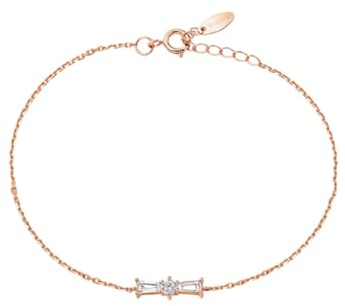Ayoiow 585 Armband Damen Bögen, Diamant 0,2 ctGoldarmband 585 Echtgold für Freundin 16+5CM| 14K Roségold | Trendiger Modeschmuck für Vatertag