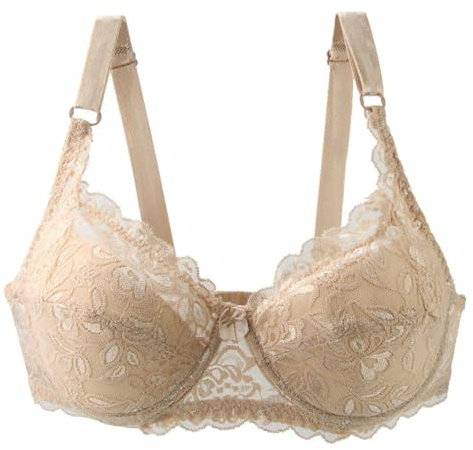 ZTFYKLIN Sujetador De Encaje Sexy Fina Talla Grande para Mujer (Khaki, 110C) Sujetadores Ropa Sin Aros Broche Delantero Postoperatorio Pecho Push Up Abierto Delante Reductor Algodon Espalda