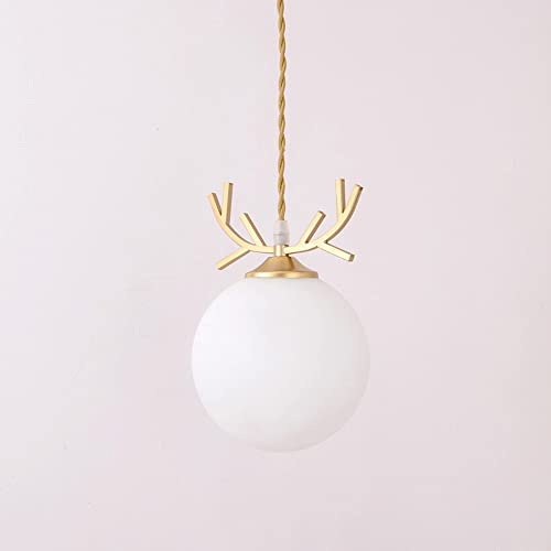 Lámparas de araña, Globo de cristal Colgante Lámpara Deer Techo Colgando Luz, Nórdico Ligerizaje Ligero Geométrico Droplight, Comedor Cocina Isla Lámparas suspendidas, Zócalo(A)