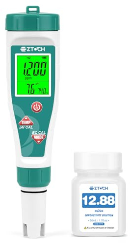 EZTOCH Pool Salinity pH Tester Hydrogen Water Tester, 7 in 1 pH Salt ORP H2 TDS EC Temp Meter for Salt Water Pool, Hydrogen TDS PPM Tester for Drinking Water, pH EC ORP Meter for Hydroponic Water