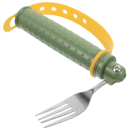 Alipis Tenedor Portátil para Adultos Diseño Ergonómico de Acero Inoxidable y Silicona, Fácil de Limpiar, Adecuado para Personas Mayores Discapacidad