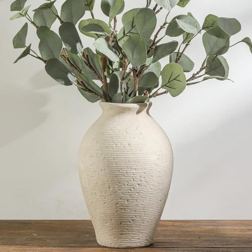 Ceramic Flower Vase Home Decor - Large Farmhouse Table Vases Rustic Vintage Living Room Kitchen Bedroom Decorations for House Book Shelf Office Coffee Desk Dining Fireplace (Rustic-9)