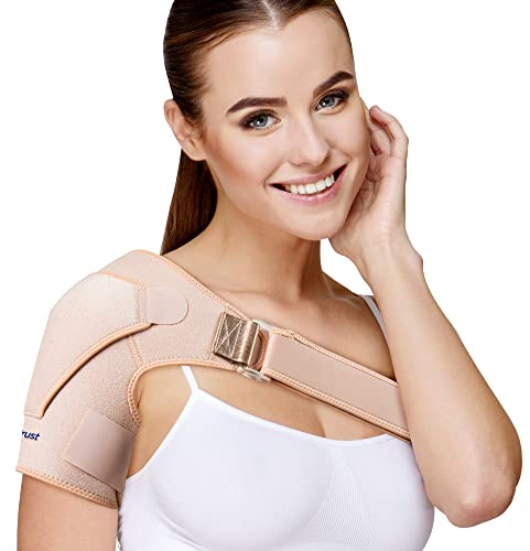 Suptrust Bandage d'épaule pour homme et femme – Support d'épaule réglable en néoprène respirant, stabilité et confort pour le sport et la vie quotidienne – Taille unique (rose)