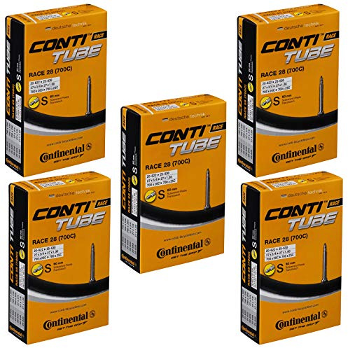 Continental Race 28 Lot de 5 Chambres à air de vélo avec Valve Presta 60 mm Noir 700 x 20-25c