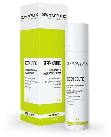 Dermaceutic Regen Ceutic Crème Visage hydratante nourrissante 40 ml | Nourrit, hydrate et raffermit la peau grâce aux peptides, acide hyaluronique, vitamines C et E et beurre de karité.
