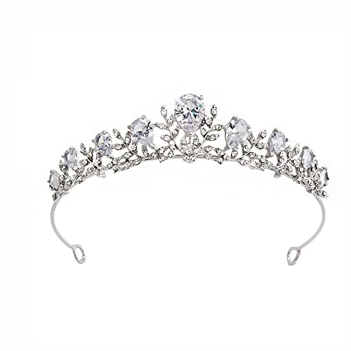 Silber Braut Kristall Königin Zirkon Krone Tiara Stirnband Haarzubehör für Hochzeit Geburtstag Halloween Ballen