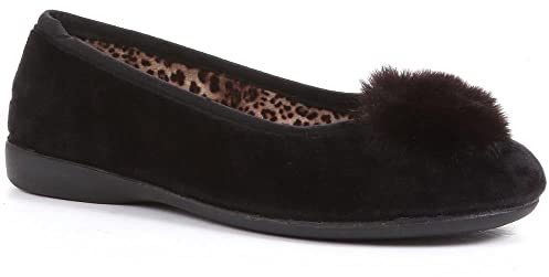 Pavers Womens Ballerina Slippers Black Size 8 | Autumn Winter Collection | Full Slipper Slipper | Slip On | Flat | Lightweight