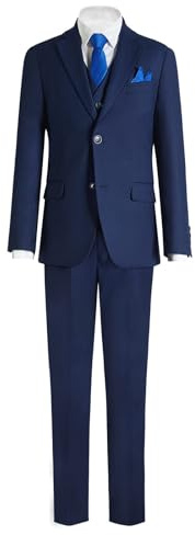 Boys Navy Blue Suit Kids Tuxedo Regular Fit 5 Pieces Little Boys Formal Suit Outfit Set for Wedding Easter Ring Bearer Graduations First Communion Christmas Church Event (Navy Blue, Size 6)