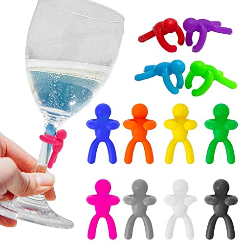 Drinking Buddies, Silicone Drink Markers Reusable Wine Glass Labels Charm Tags - Funny Tag Signs for Wine Glass Champagne Flutes Cocktails