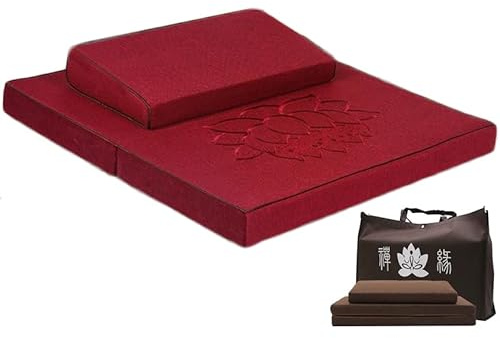 Zafu Zabuton Meditationsset bestehend aus Zafu Meditationskissen und Zabuton Matte für Sitzmeditation und Yoga mit Abnehmbares Reißverschluss-Design