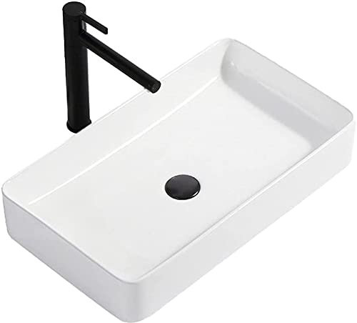CGLYYDS Lavabo di Ceramica Lavandino Lavello Lavamano Lavabo da Appoggio,Lavabo in Vetro sopra Il Lavabo da Appoggio,per Bagno Casa Bidet Lavabo,White-A