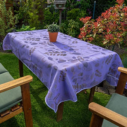 laro Gartentischdecke Wetterfest rutschfest Eckig, Muster:Blätter Lila, Größe:130x160 Premium