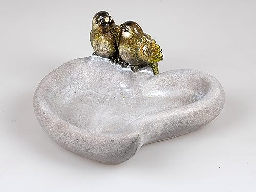 formano Vogeltränke Vogelbad in Herzform Steinfarben mit Vögel am Beckenrand
