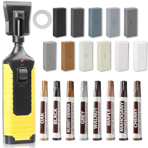 Laminat Reparaturset, Vinylboden Reparaturset Holz Parkett Reparaturset,Möbelmarker Hartwachs Reparaturset für PVC Bodenbelag, Holzkitt Vinylboden, Linoleum, Möbel Arbeitsplattet Reparatur set