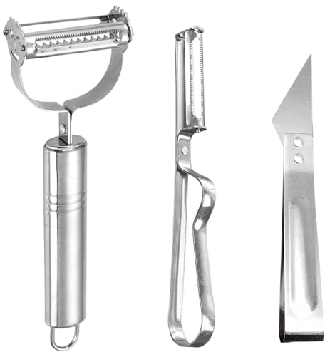 Juego de 3 peladores multifunción de acero inoxidable