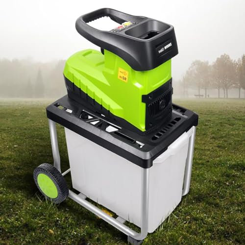 HLGKBY Broyeur de Jardin électrique Silencieux, Sac de Collecte de 60 L, broyeur de Branches Portable de 2800 W, capacité de déchiquetage de 45 mm, câble d'alimentation de 10 m, pour Bois et débris