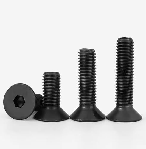 Drenky 25 Pcs Black Socket Screws, M5 Countersunk Bolts 304 Stainless Steel Rustproof Screws M5 X 12mm Flat Head Hex Socket Cap Screws DIN 7991 / ISO 10642 Fully Thread Machine Screws