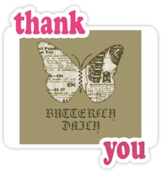 Fly News Aufkleber, Retro-Design, Art-Deco-Stil, mit Aufschrift Thank You