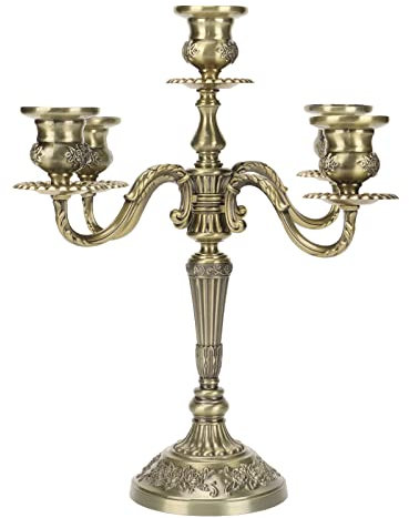 Candélabre à 5 Bras, Bougeoir en Bronze Antique, Bougeoir Conique Vintage pour Décoration De Dner De Mariage