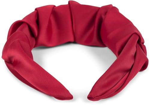 styleBREAKER Bandeau pour femmes avec surface tressée scintillante au look volants, bandeau, accessoire capillaire 04027035, couleur:Bordeaux-rouge