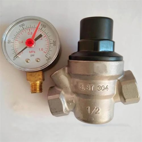 Druckminderer Wasser Wasserdruckregler aus Edelstahl 304, Wartungsventil DN15 DN20 DN25, Wasserhahn-Druckminderventil (Size : DN25, Color : Without Gauge)