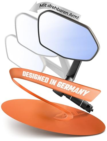 Xcelenze - Fahrradspiegel extra große Spiegelfläche |schlagfestes Echtglas| Fahrradspiegel für Lenker ebike | Rückspiegel Fahrrad Spiegel für e-bike Fahrradrückspiegel (links Lenkerende RM15e)