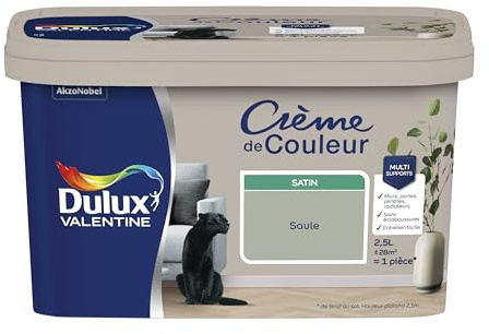 Dulux Valentine Crème de Couleur - Peinture multi-supports intérieure - Satin Saule 2,5 L