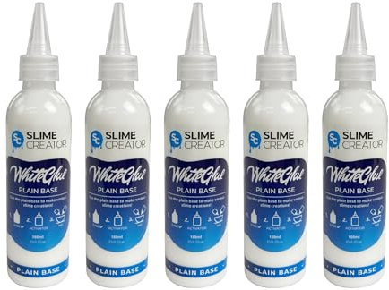 Slime Creator - Plain Base Glue - White Glue, 180ml Bottle, Safe & Tested, Versatile for DIY Slime Making (Pack of 5)