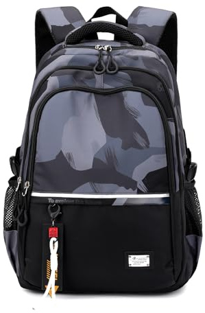 Amythe Schulrucksack Teenager Rucksack für Jungen, 15,6 Laptopfach Schwarz | 32 L Wasserdichter Casual-Daypack, Leichter Schulranzen mit Trolleygurten – Ideal für Schule, Reisen und Hochschulalltag