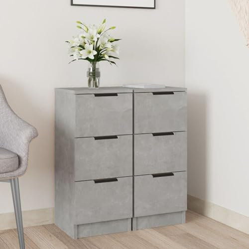 Xichuzi Sideboards 2 STK. Betongrau 30x30x70 cm Holzwerkstoff, Kommode Schlafzimmer, Kommoden & Sideboards, Wohnzimmerschrank, Flur Kommode, Zimmer Möbel - 811160
