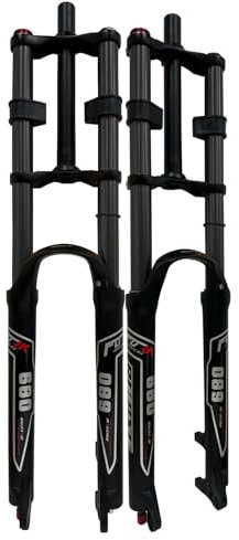 BSFHQS Mountainbike Federgabel 26/27.5/29 Zoll Luftfederung Vorderradgabel Rückpralleinstellung 180mm Federweg 9 * 100mm QR Scheibenbremse Manuelle Verriegelung Downhill-Gabel(Black,29in)